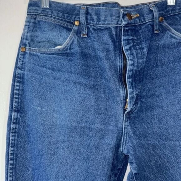 Wrangler 36x32 Mens Blue Denim Jeans 100% Cotton Straight Fit - Picture 5 of 10
